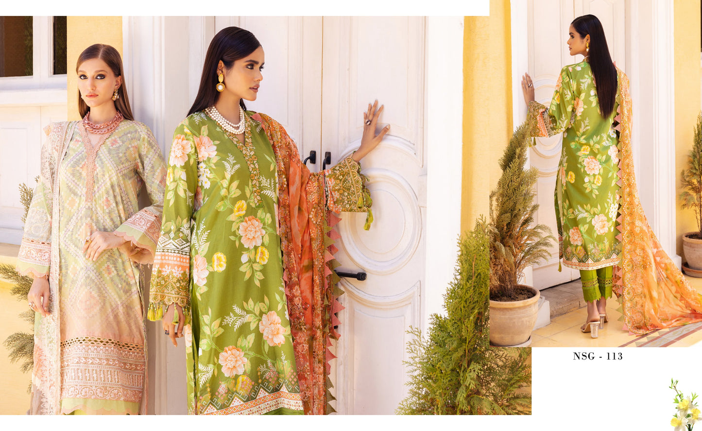 NSG 113 GARDENIA EMBROIDERED PRINTED LAWN COLLECTION VOL 4