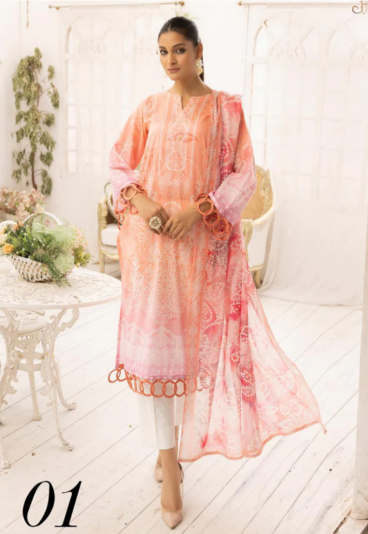 Zarkis Printed Lawn Suits Unstitched 3 Piece ZRA 9 - Summer Collection